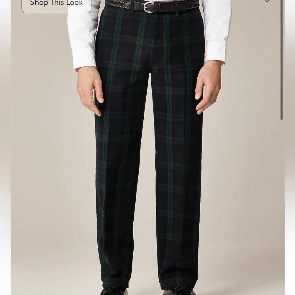 J crew Straight-fit brushed twill trouser in Black Watch tartan